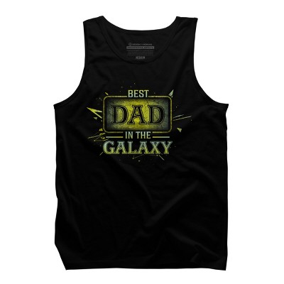 Men's Design By Humans Best Dad In Galaxy Badge By AmusingDesignCo Tank Top
