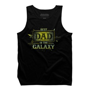 Men's Design By Humans Best Dad In Galaxy Badge By AmusingDesignCo Tank Top - 1 of 2