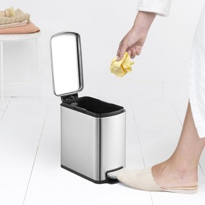 Small Bathroom Trash Can with Lid, 6 Liter / 1.6 Gallon Stainless Steel Step On Garbage Can with Removable Inner Bucket for Bedroom Office - 1 of 4