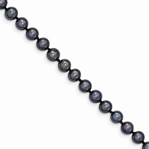 Black Bow Jewelry 5-6mm, Black FW Cultured Pearl & 14k Yellow Gold Clasp Necklace - 1 of 4
