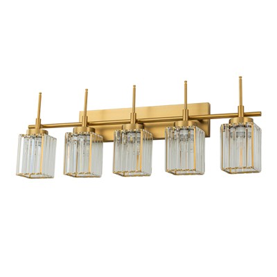 LLHZSY Modern Wall Light Sconce Dimmable Rectangular Wall Light Bathroom Crystal Vanity Light - Gold/Black - 1/2/3/4/5 Light