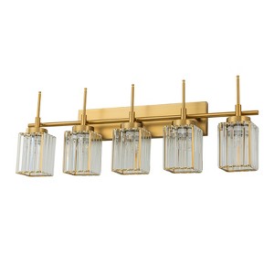 LLHZSY Modern Wall Light Sconce Dimmable Rectangular Wall Light Bathroom Crystal Vanity Light - Gold/Black - 1/2/3/4/5 Light - 1 of 4