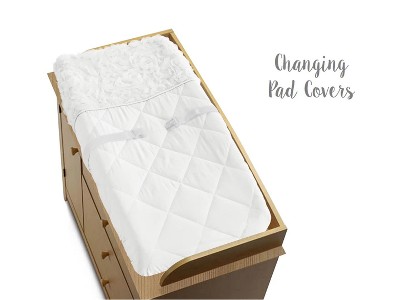 White Chiffon Rose Fabric Collapsible Storage Cubes Set
