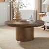 35" Modern Solid Wood Round End Table,Coffee Table With Oak Wood Veneer Tabletop,Small Space Side Table For Living Room Office-Coolbibila - 2 of 4