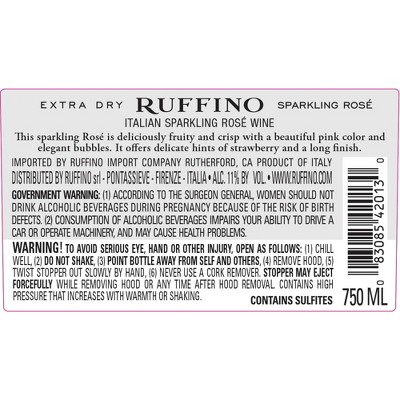 Ruffino Prosecco DOC Italian Rose Sparkling Wine - 750ml Bottle