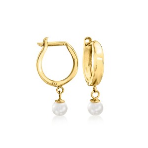 Pure Collection by Ross-Simons 4-4.5mm Cultured Pearl Huggie Hoop Earrings in 14kt Yellow Gold - 1 of 4