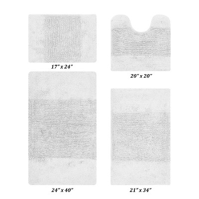 Granada 4 Piece Bath Rug Set 100% Premium Cotton Tufted Non-Slip Backing Bathmats for Bathroom, Super Soft Absorbent, Machine Washable