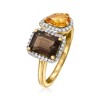Ross-Simons 1.80 Carat Smoky Quartz and .70 Carat Citrine Toi Et Moi Ring With .20 ct. t.w. White Topaz in 18kt Gold Over Sterling - 3 of 4