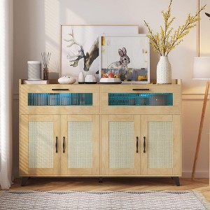 Sideboard Buffet Cabinet with Power Outlet & LED Light - 1 of 4