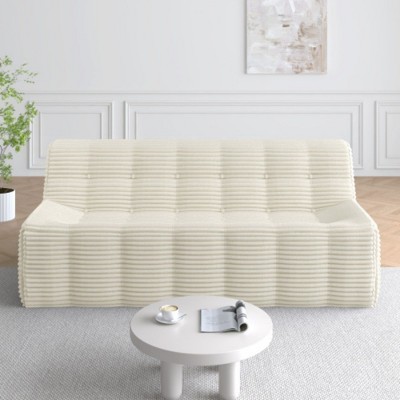 3-Seat Corduroy Sofa-Full Sponge Compression, Minimalist Design, Green