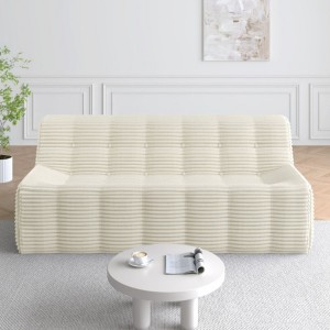 3-Seat Corduroy Sofa-Full Sponge Compression, Minimalist Design, Green - 1 of 4