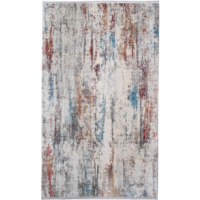 Cadiz Modern Abstract Gray/Red/Blue Area Rug