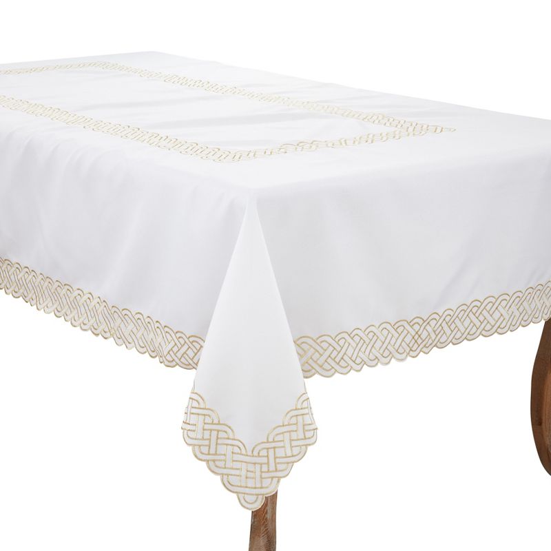 Saro Lifestyle Tablecloth with Braid Embroidered Design, 1 of 5