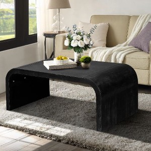 Sapphtopaz Farmhouse Coffee Table for Living Room, Vintage Center Table, Modern Living Room Table with Art Deco Curved Design - 1 of 4