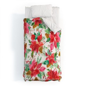 Ninola Design Poinsettia holiday flowers Comforter + Pillow Sham(s) - Deny Designs - 1 of 3