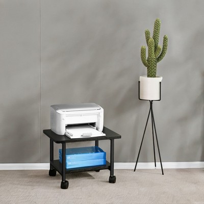 2-Tier Under Desk Printer Stand, Mobile Machine Cart with Shelf, Heavy Duty Storage Rack for Office and Home