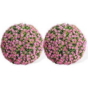 Artificial Topiary Flower Balls, Set of 2 Decorative Topiary Balls Hanging Grass Ball for Home Decor Indoor and Outdoor - 1 of 4