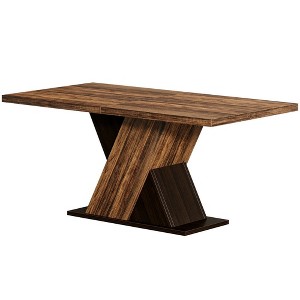 Resenkos Dining Table, Living Room Table,55" Dining Table, Wood Kitchen Dinner Table for 4-6,Dark Brown - 1 of 4