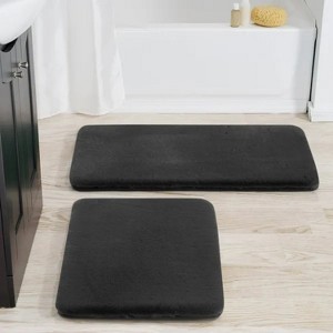 Gray 2 Piece Gray Faux Rabbit Fur Bath Rug Set, 17" x 24 & 20" x 30" - 1 of 4