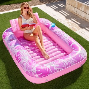 Joyfy Adults Float Pool Inflatable Pool Tanning Floatie Bed with Pillow Pool Floats Lounger Float Tanning Pool Large for Adult - 1 of 4