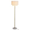 VAXCEL Burnaby Gold Brass Mid-Century Modern Floor Lamp White Linen Shade Pull Chain Switch - 3 of 4