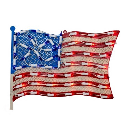 Northlight 14" Lighted Patriotic American Flag Window Silhouette Decoration