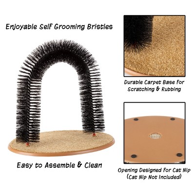 Pet Adobe Self-Grooming Bristle Ring Brush Cat Arch with Carpet Base