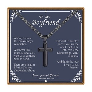 Turandoss Cross Necklace for Men Boys, Gold Silver Black Cross Pendant Necklace, Fathers Day Gifts for Men Boys Husband, Birthday Gifts for Son, 20In - 1 of 4