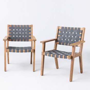 Colton 2pk Wood & Strapping Patio Club Chairs, Outdoor Furniture - Threshold™ designed with Studio McGee