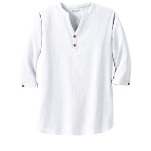 KingSize Men's Big & Tall Gauze Mandarin Collar 3/4 Sleeve Shirt - 1 of 4