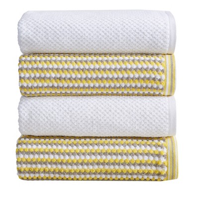 yellow grey bath towels