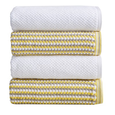 yellow striped bath towels