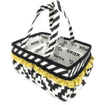 Bacati - Storage Tote (Small 10 x 10 x 10 Inches, Classic Damask Black/White)