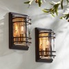 John Timberland Habitat Modern Outdoor Wall Light Fixtures Set of 2 Bronze Brass 11" Clear Glass for Post Exterior Barn Deck House Porch Yard Patio - 2 of 4