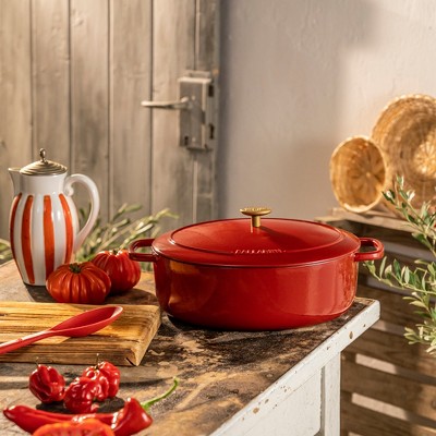 Pomodoro Red Enameled Cast Iron 5-qt Oval Dutch Oven