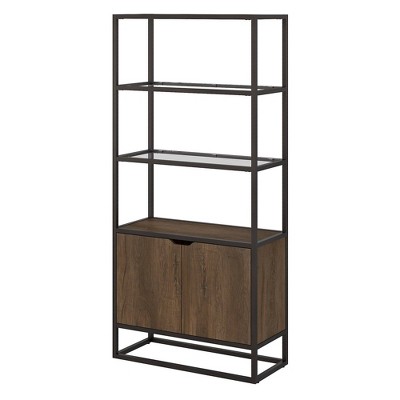 64.13" 5 Shelf Anthropology Bookshelf with Doors Rustic Brown - Bush Furniture