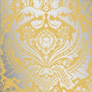 Desire Saffron Yellow and Silver Damask Paste the Wall Wallpaper