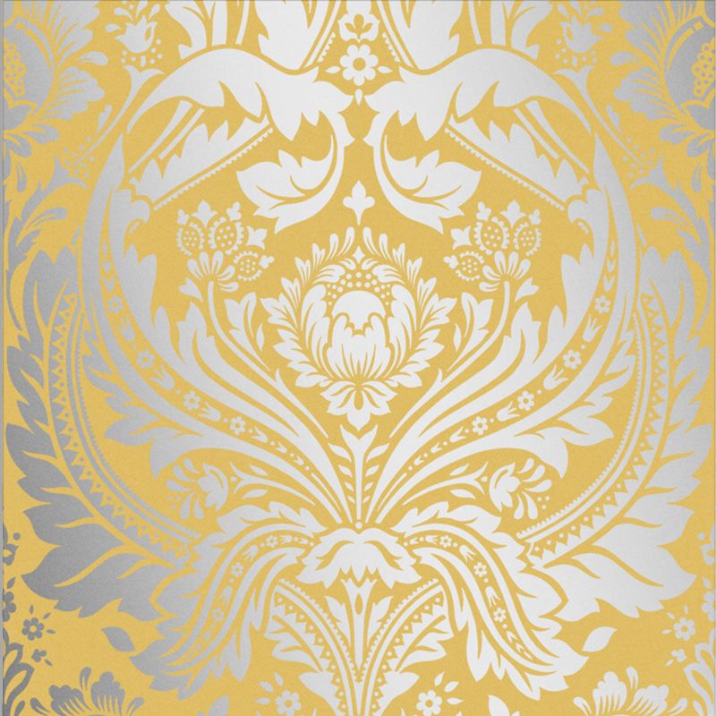 Desire Saffron Yellow and Silver Damask Paste the Wall Wallpaper, 1 of 5