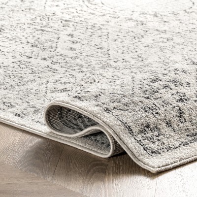 Elegant Distressed Gray Oriental 62''x26'' Synthetic Area Rug