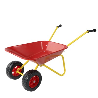 VisioGear Sand Toys, Children's Heavy Wheelbarrow Toy for Bench, Children's Double Wheel Wheelbarrow with Tray for Sand, Red, 30.12"*18.11"*15.16"