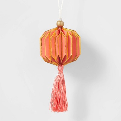 Paper Lantern with Tassels Christmas Tree Ornament Orange - Wondershop™