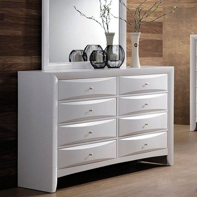 Elegant White 60'' Dresser with Dovetail Drawers and Felt Lining