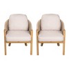 Set of 2 Outdoor Rope-Woven Dining Chairs with Cushions and Comfortable Backrests,Wood Patio Seating for Backyard, Balcony, or Deck–The Pop Home - 3 of 4