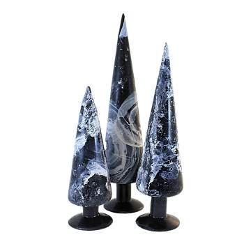 Craftoutlet.Com Black & White Swirl Glass Trees  -  Three Trees 18.0 Inches -  Halloween  Spooky  -  589647Sw  -  Grass  -  Black
