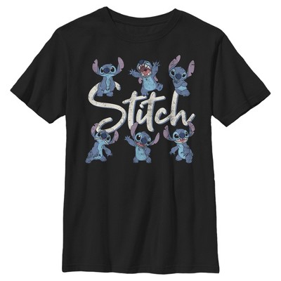 Boy's Lilo & Stitch Distressed Poses T-shirt - Black - Small : Target