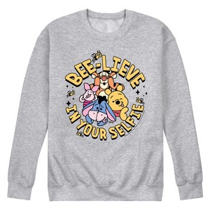 Men's - Winnie the Pooh - Bee Lieve In Your Selfie Graphic Fleece Sweatshirt - 1 of 4