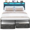 Aheaplus Platform Bed with Hidden Drawers, Storage Headboard, LED Light, and Charge Station - 2 of 4