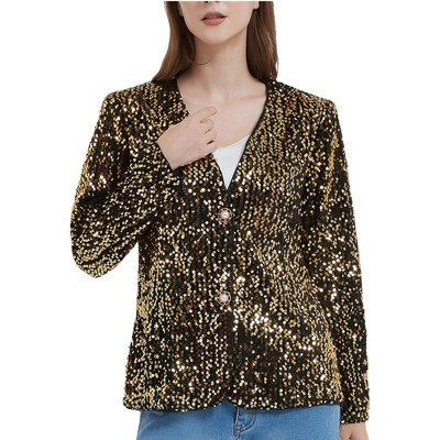 Anna-Kaci Women's Sequins Blazer Cardigan Jacket Open Front Casual Shiny Coat