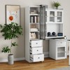 70.87"H Bookcase with Glass Door, Narrow Storage Cabinet with 3 Drawers and 4 Storage Shelves, Display Cabinet - 3 of 4