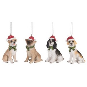 Transpac Resin Dog w/Hat Ornament Set of 4 Christmas Home Decorations - 1 of 1